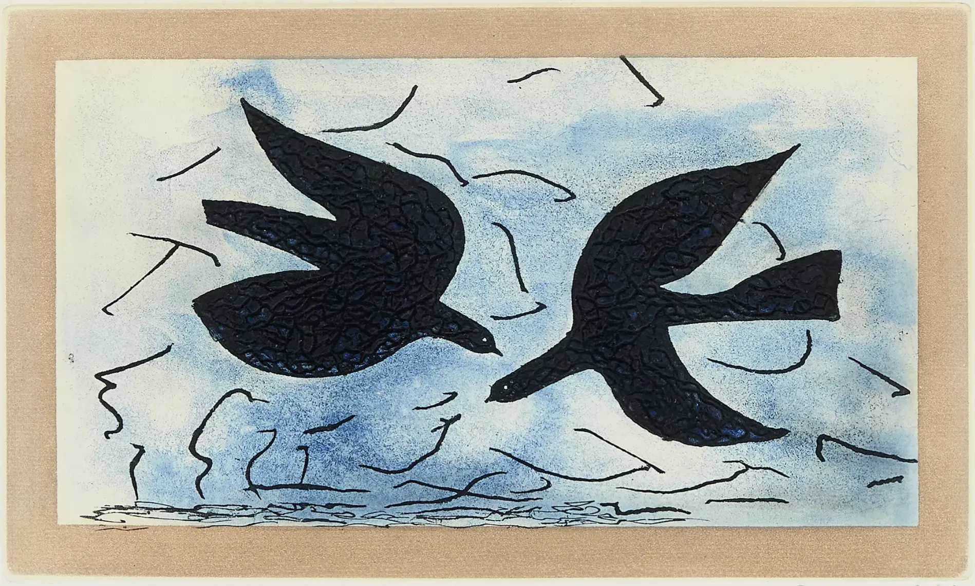 Georges Braque Les deux oiseaux (Oiseaux X) Colour etching on paper